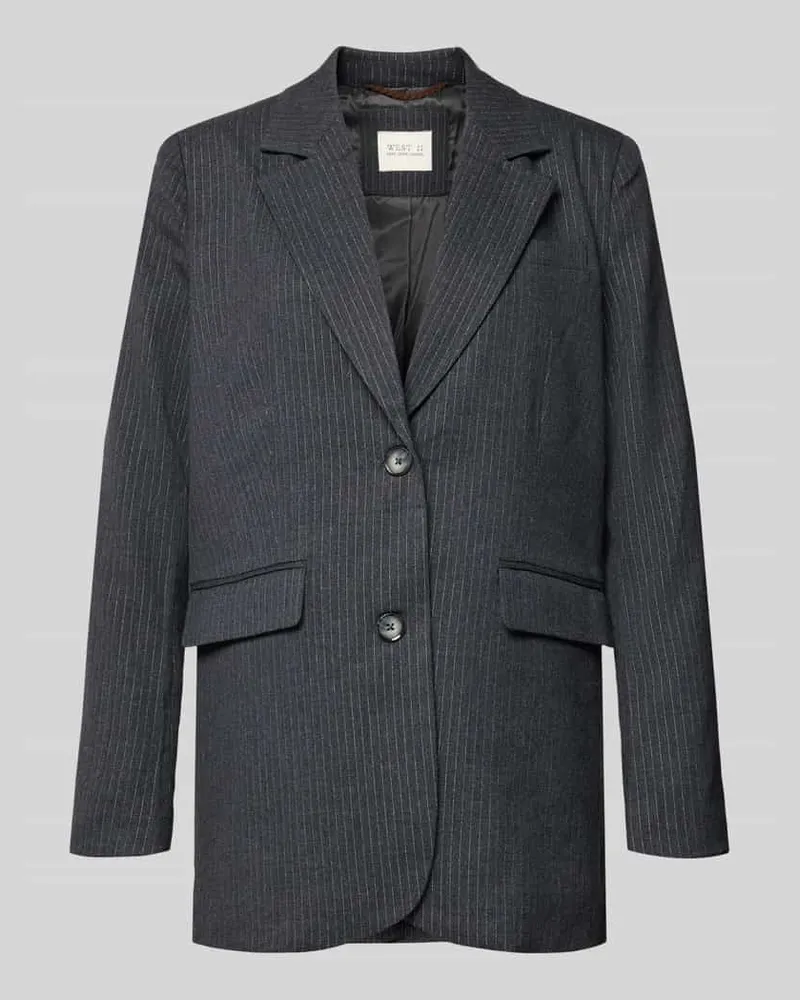 Pepe Jeans Relaxed Fit Longblazer mit Nadelstreifen Modell 'PRISCILA Mittelgrau