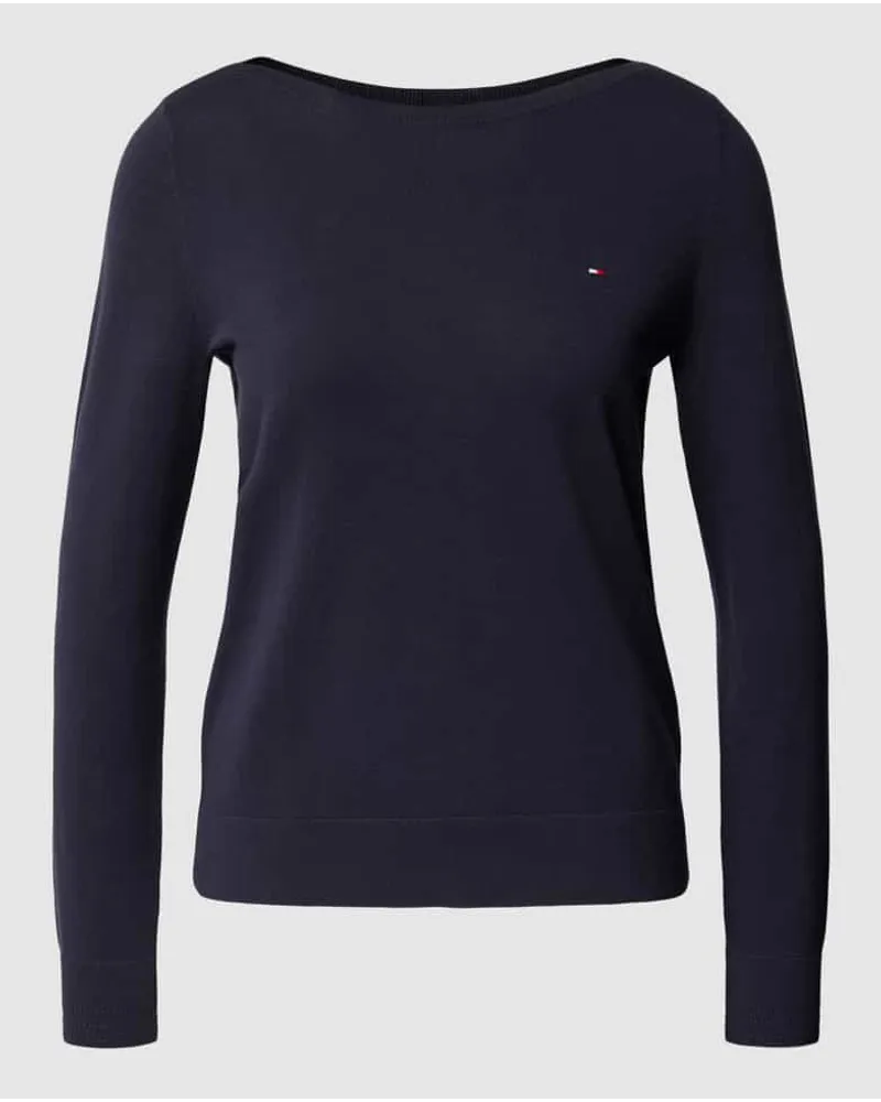 Tommy Hilfiger Strickpullover mit Label-Stitching Dunkelblau