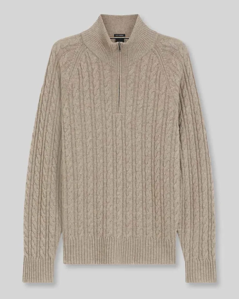 HUGO BOSS Pullover aus Wolle mit halbem Reißverschluss Beige