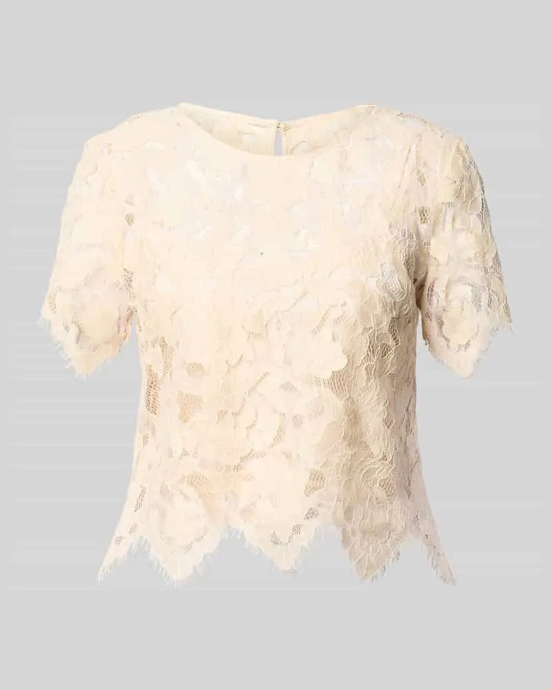 Vera Mont Blusenshirt aus Spitze mit Rundhalsausschnitt Hellgelb