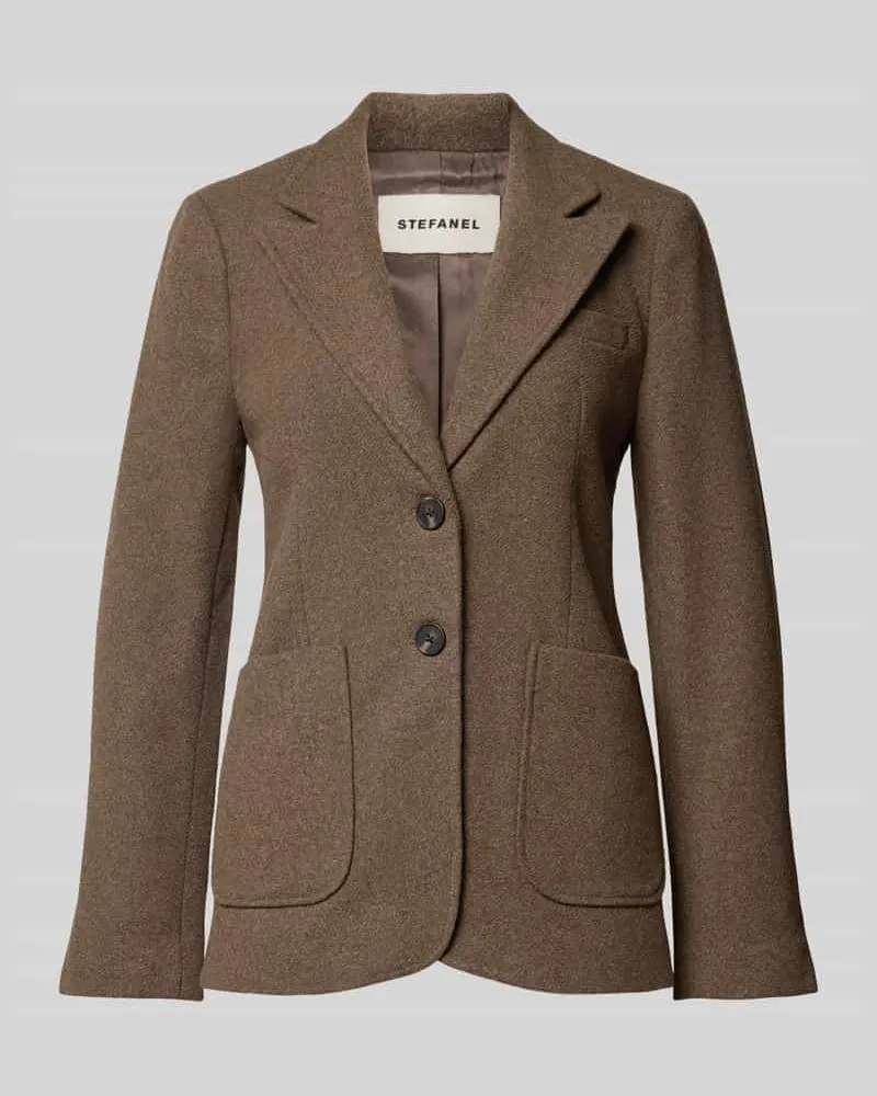 Stefanel Regular Fit Blazer aus reiner Viskose mit Reverskragen Hellbraun