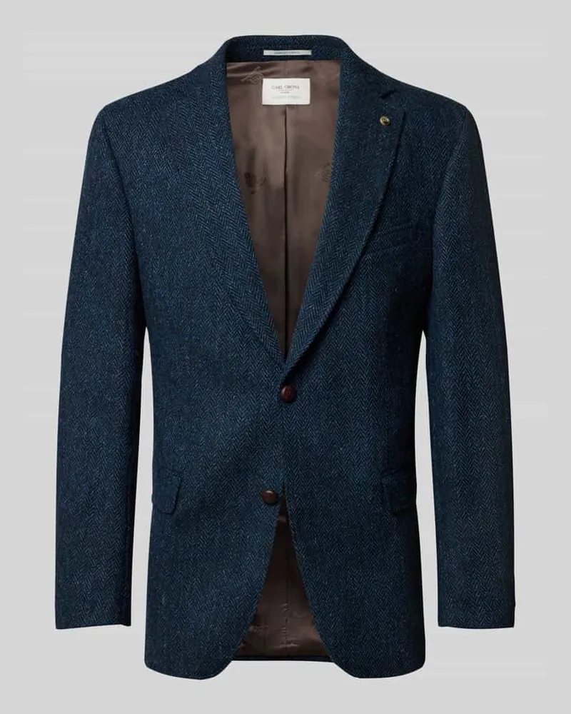 Carl Gross Sakko Harris-Tweed aus Schurwolle Modell 'Theo Blau