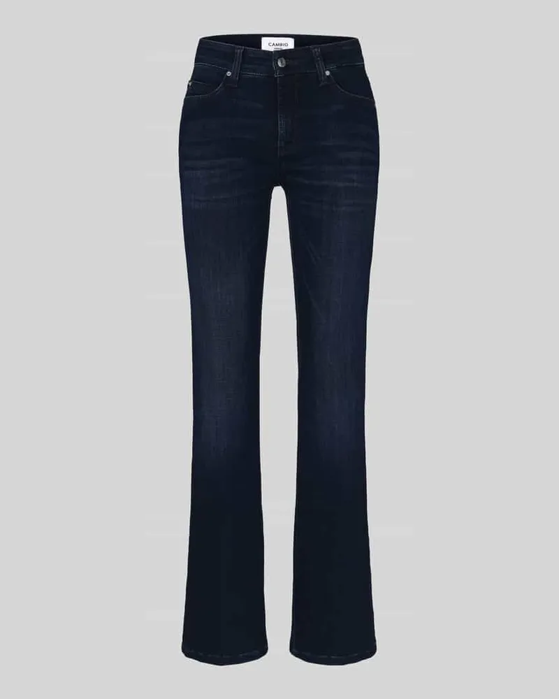 Cambio Regular Fit Bootcut-Jeans aus Viskose-Baumwoll-Mix Modell 'PARIS FLARED Dunkelblau