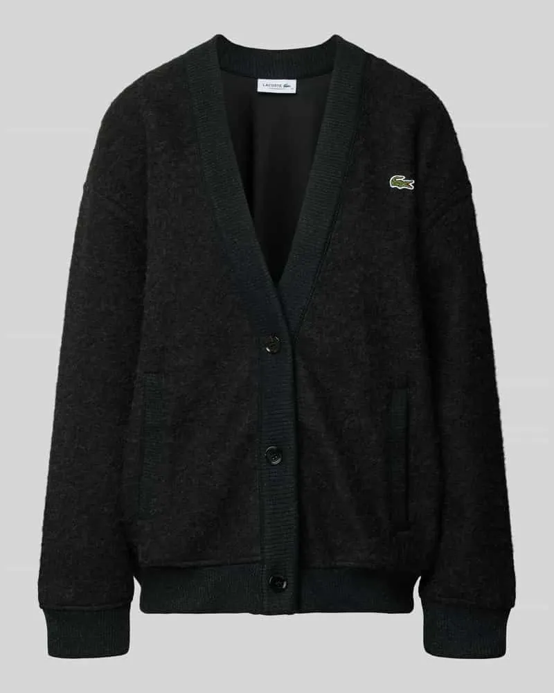 Lacoste Oversized Cardigan mit Logo-Patch Anthrazit