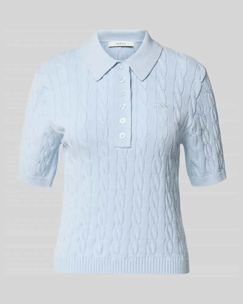 Gestuz Slim Fit Poloshirt aus Viskose-Mix Modell 'Thilla Hellblau