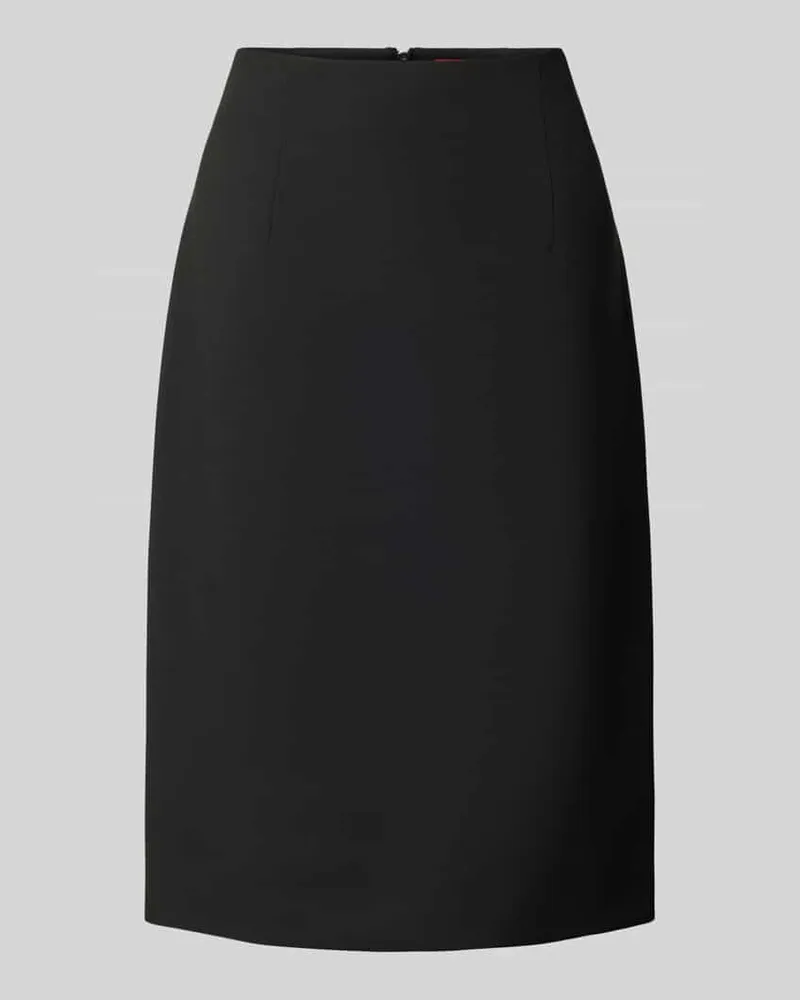 HUGO BOSS Knielanger Rock mit Reißverschluss auf der Rückseite Black