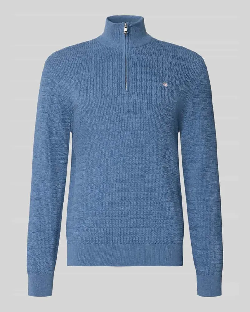 Gant Strickpullover mit Stehkragen Jeansblau