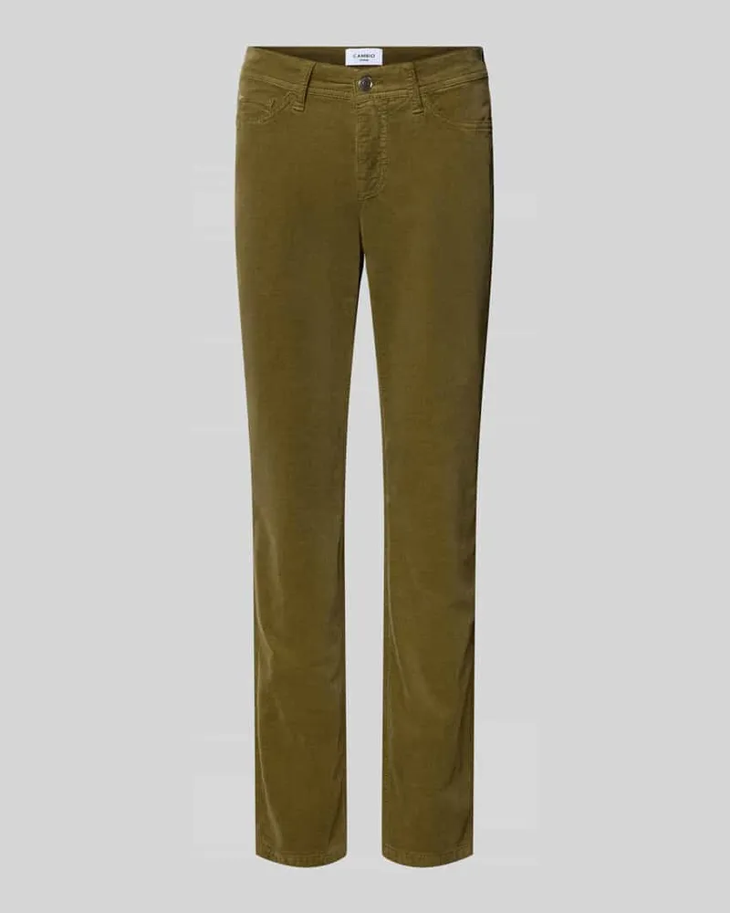 Cambio Slim Fit Cordhose aus Baumwoll-Mix Modell 'PIPER CROPPED Oliv
