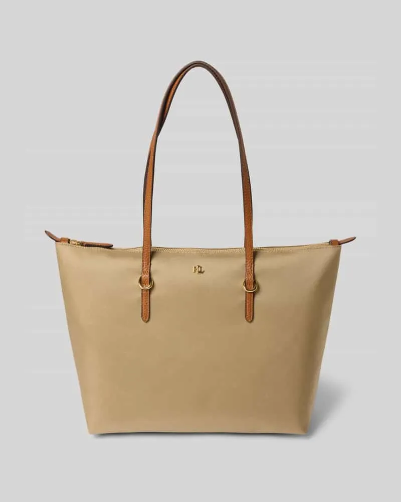 Ralph Lauren Tote Bag mit Label-Applikation Modell 'KEATON Taupe