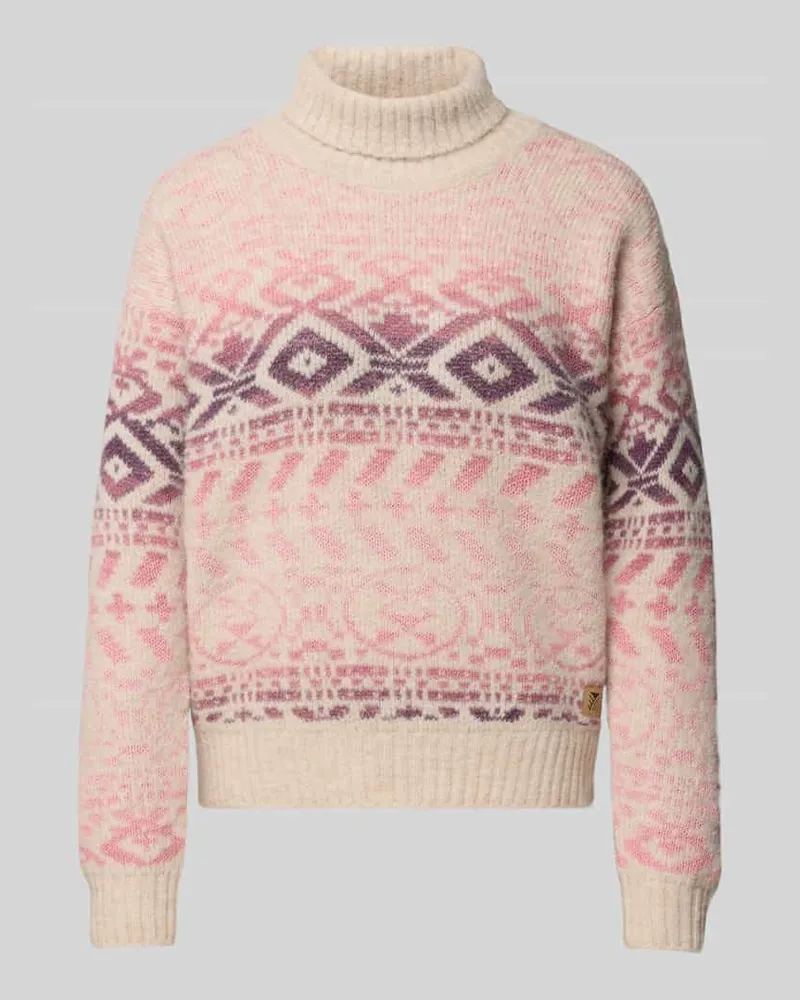 Dale of Norway Rollkragenpullover im Allover-Look Modell 'Highland Hellrosa