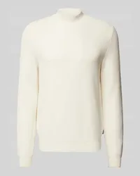 HUGO BOSS Strickpullover mit Strukturmuster Modell 'Derano Offwhite