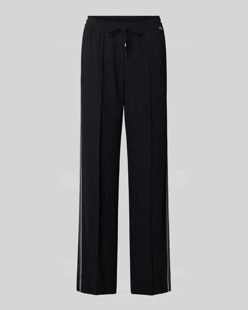 Marc Cain Hose mit elastischem Bund und Galonstreifen Black