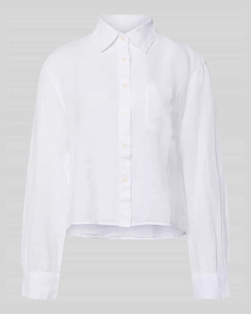 Marc O'Polo Relaxed Fit Hemdbluse aus reinem Leinen Weiss