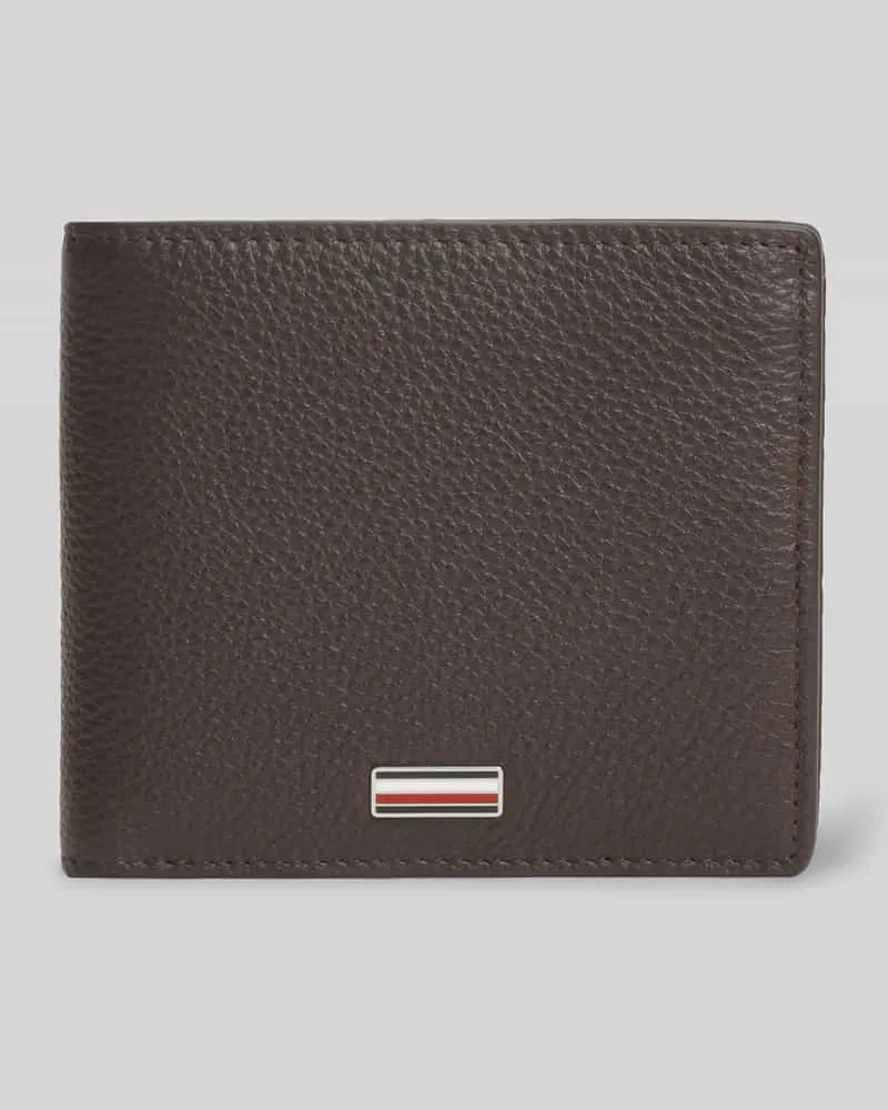 Tommy Hilfiger Portemonnaie aus echtem Leder mit Logo-Applikation Dunkelbraun