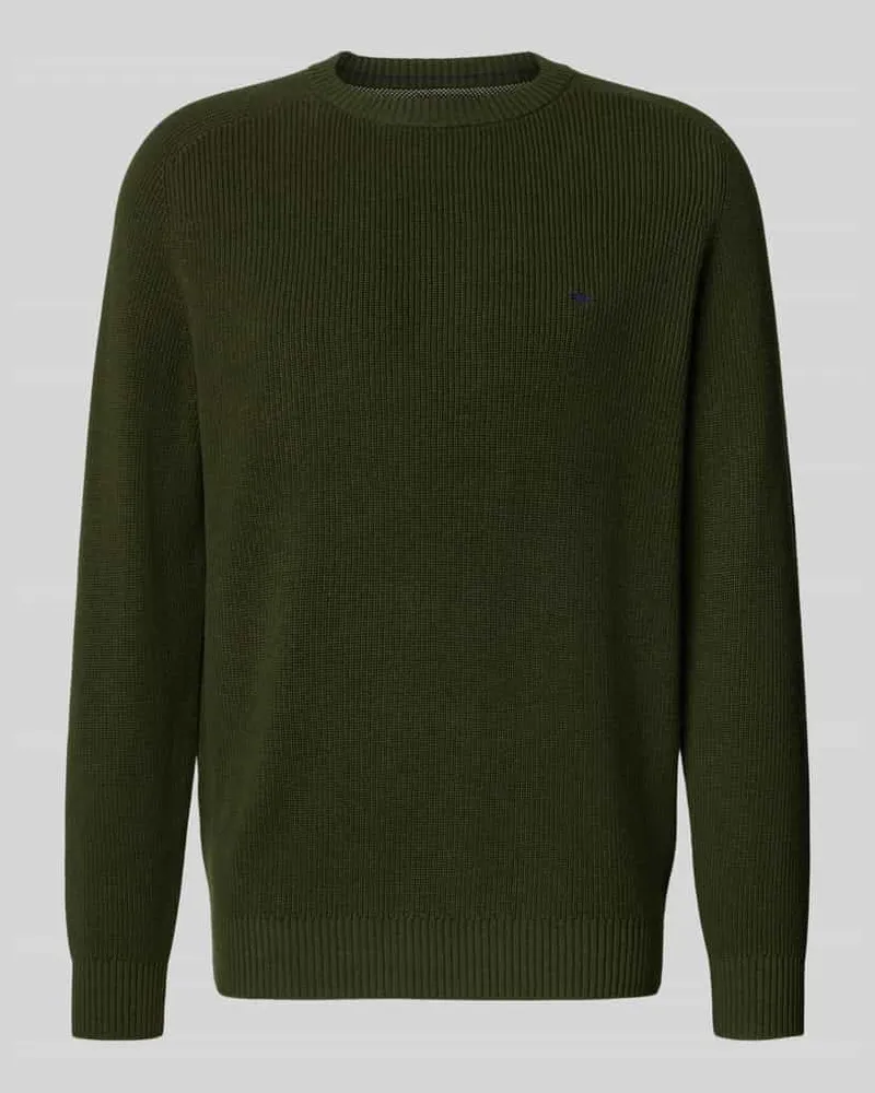Fynch-Hatton Regular Fit Strickpullover aus reiner Baumwolle Dunkelbraun