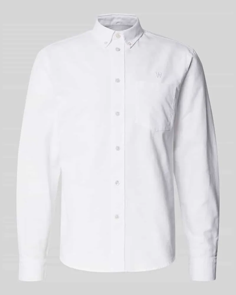 Wood Wood Regular Fit Freizeithemd mit Button-Down-Kragen Modell 'Adam Weiss