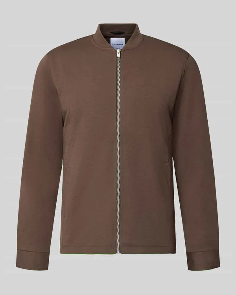 Lindbergh Slim Fit Sweatjacke mit Stehkragen Schoko