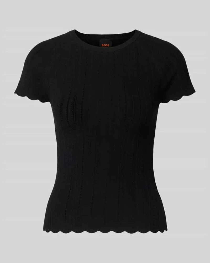 HUGO BOSS Slim Fit Strickpullover aus Viskose-Mix Modell 'FICE Black