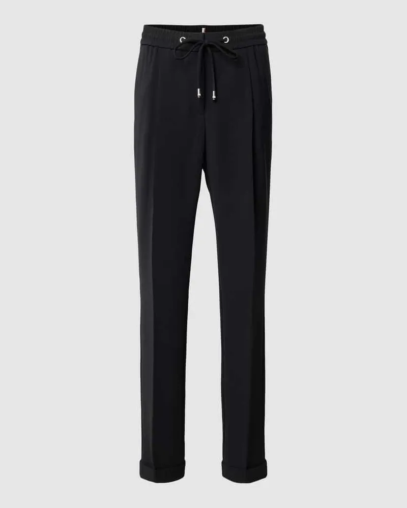HUGO BOSS Slim Fit Stoffhose mit Bügelfalten Modell 'Tariyanah Black