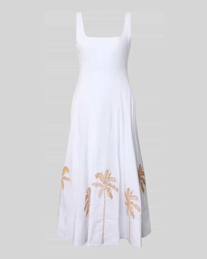 STAUD Midikleid mit Motiv-Stitching Modell 'Wells Weiss