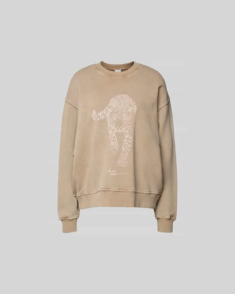 Lala Berlin Oversized Sweatshirt mit Motiv-Print Hellbraun