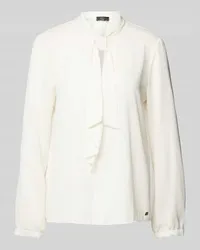 Marc Cain Schluppenbluse mit Label-Applikation Offwhite