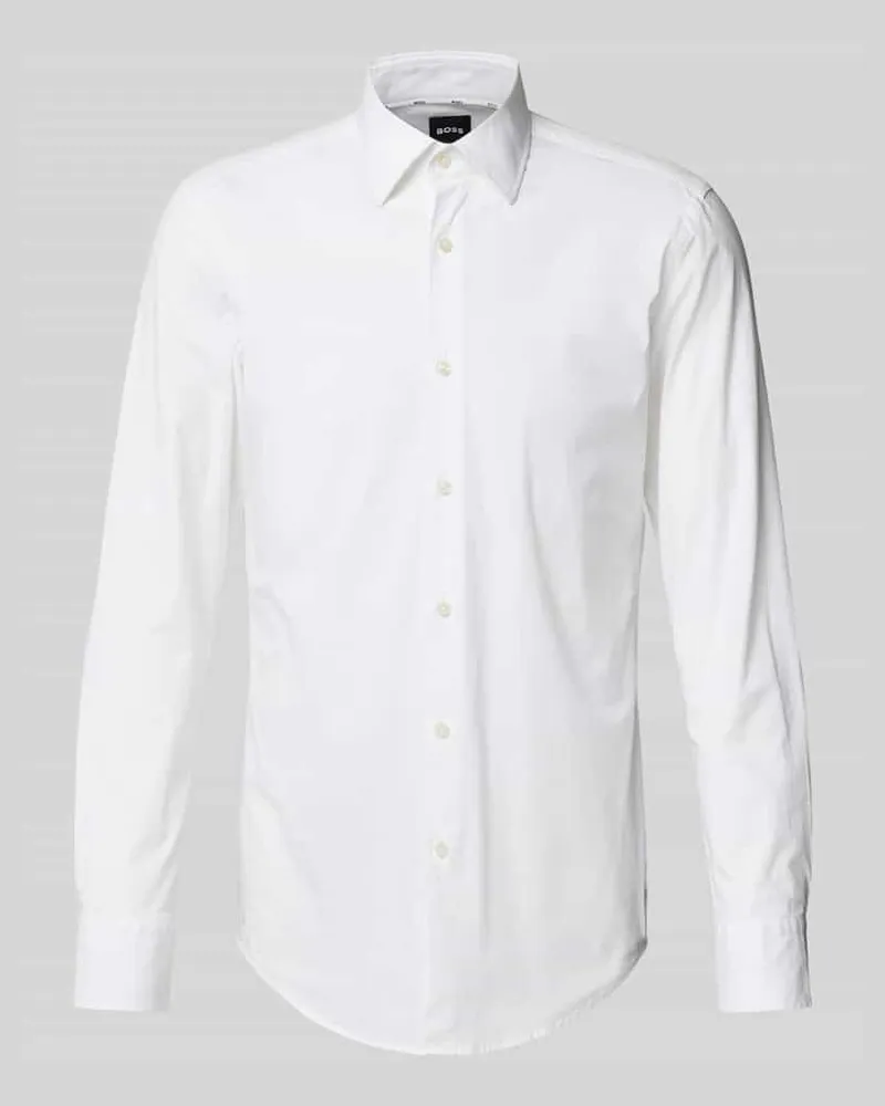 HUGO BOSS Slim Fit Businesshemd aus Popeline mit Stretch-Anteil Weiss