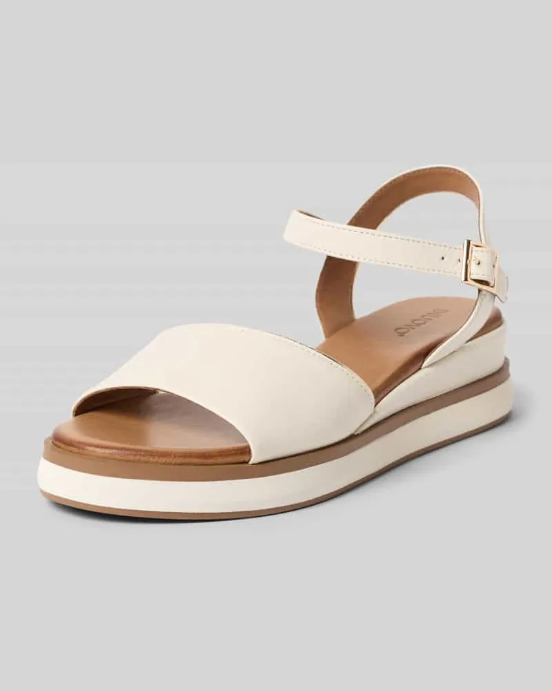 Inuovo Sandalen aus echtem Leder mit Keilabsatz Offwhite
