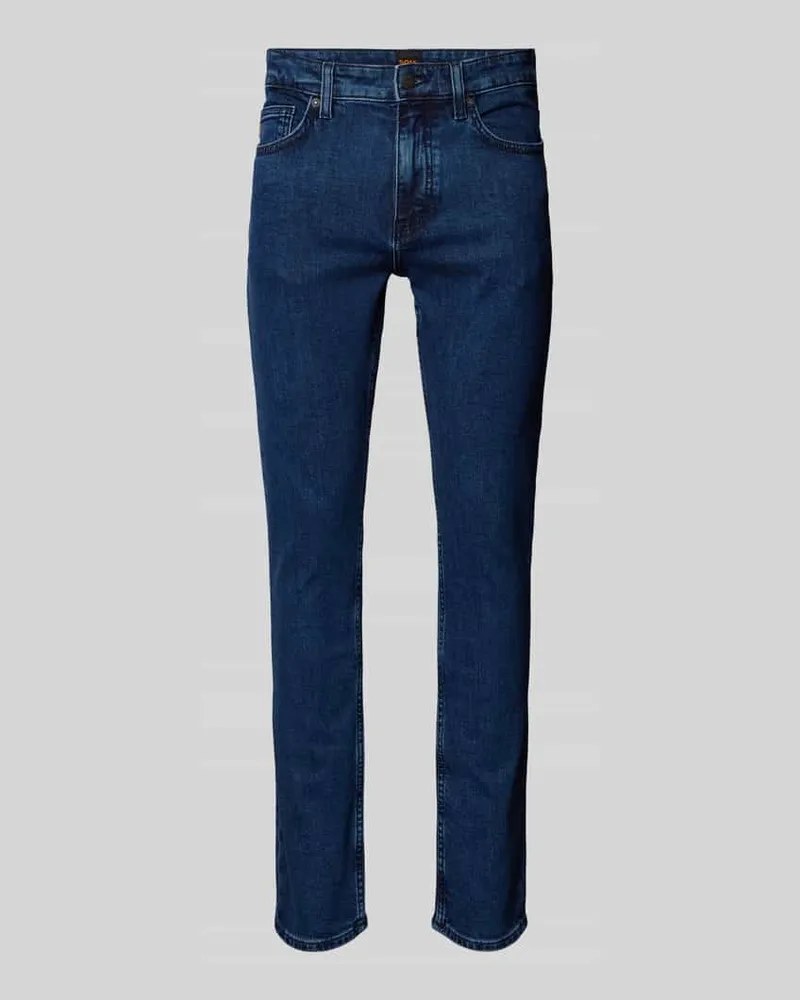HUGO BOSS Slim Fit Jeans im 5-Pocket-Design Modell 'DELAWARE Jeansblau