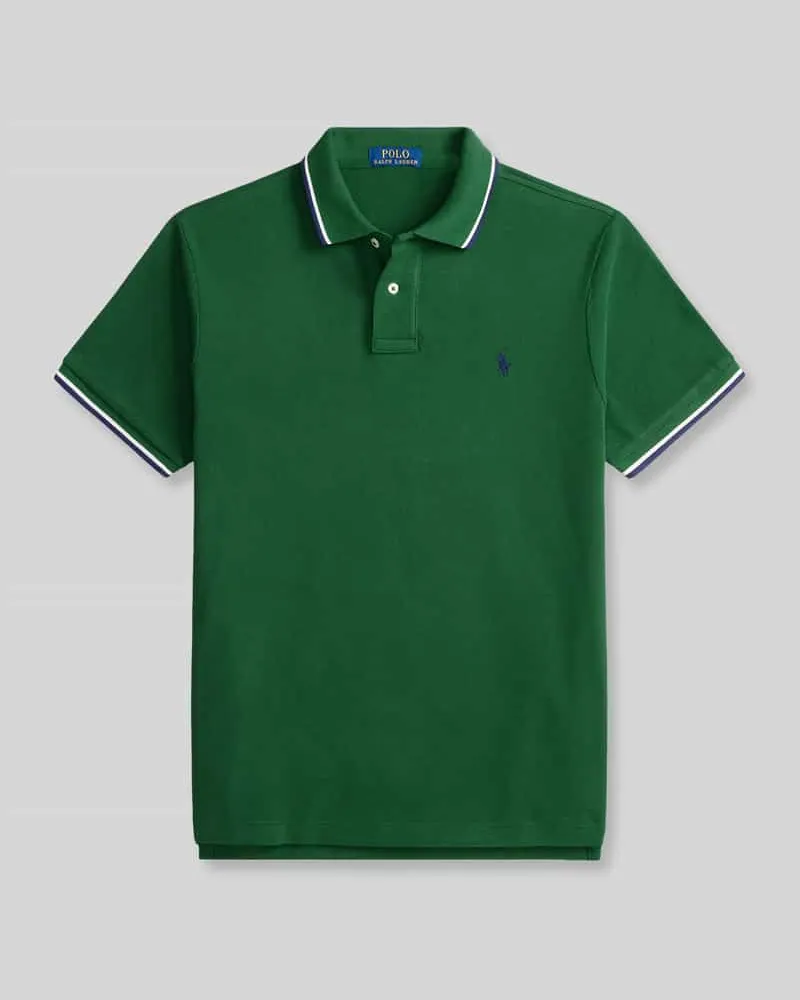 Ralph Lauren Regular Fit Poloshirt aus reiner Baumwolle mit Kontraststreifen Gruen