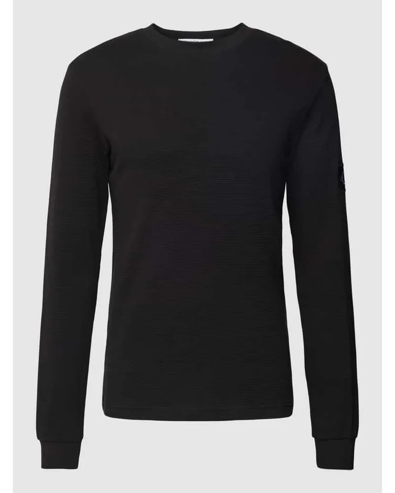 Calvin Klein Longsleeve aus Baumwolle mit Strukturmuster Modell 'WAFFLE Black