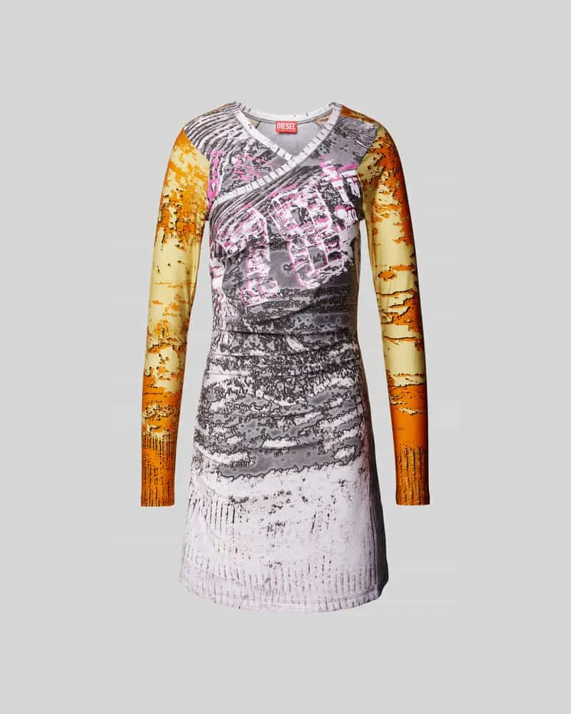 Diesel Minikleid mit V-Ausschnitt Mittelgrau