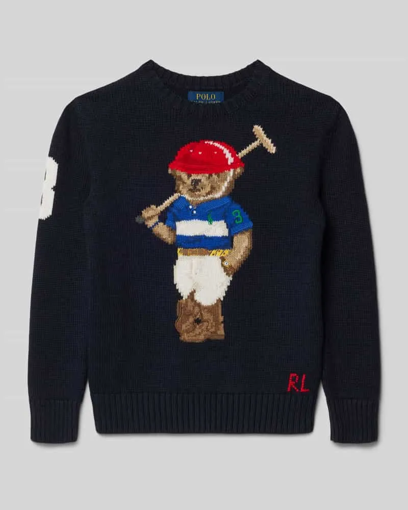 Ralph Lauren Strickpullover mit Motiv und Rundhalsausschnitt Marine