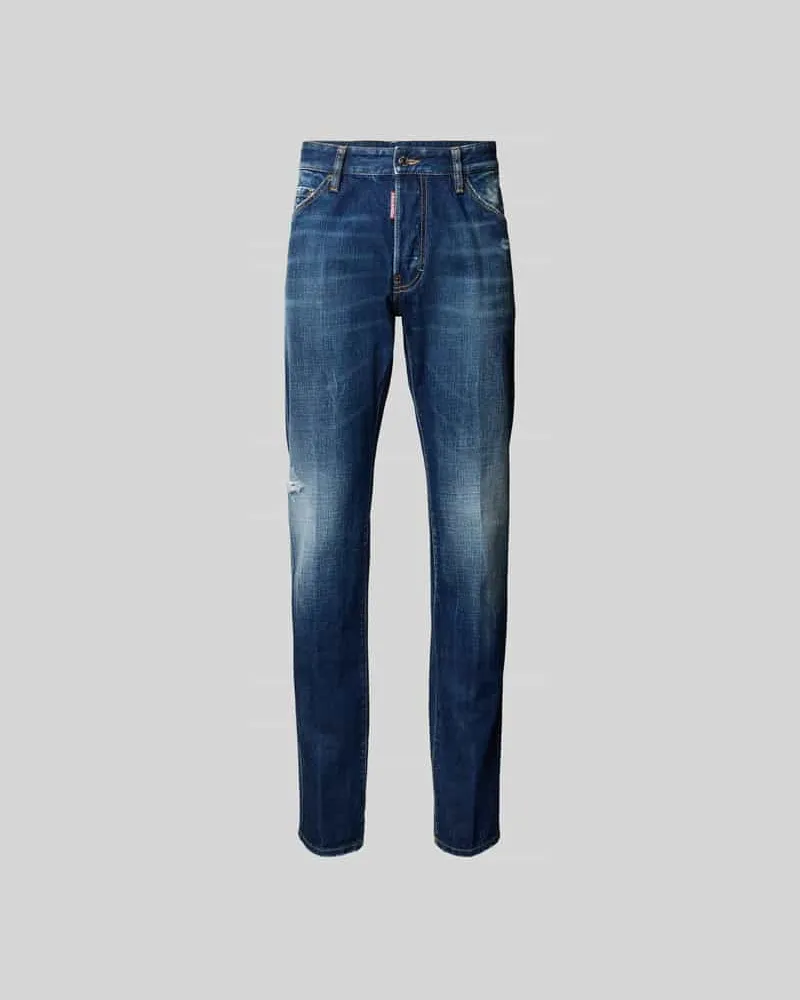 Dsquared2 Straight Fit Jeans mit Logo-Stitching Dunkelblau