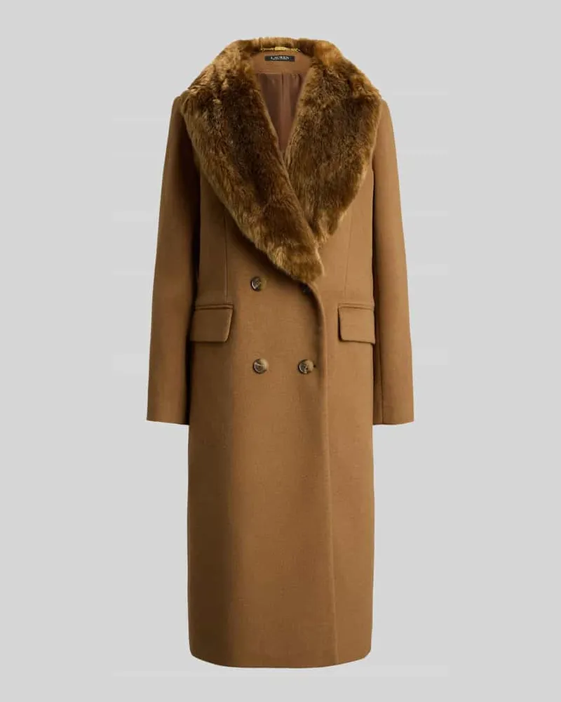 Ralph Lauren Wollmantel mit Webpelzkragen Camel