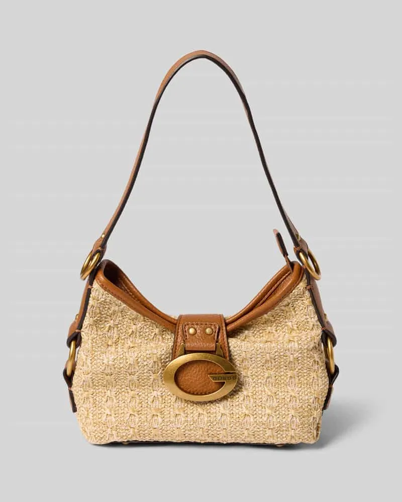 Guess Shoulder Bag in Flecht-Optik Modell 'Camden Beige