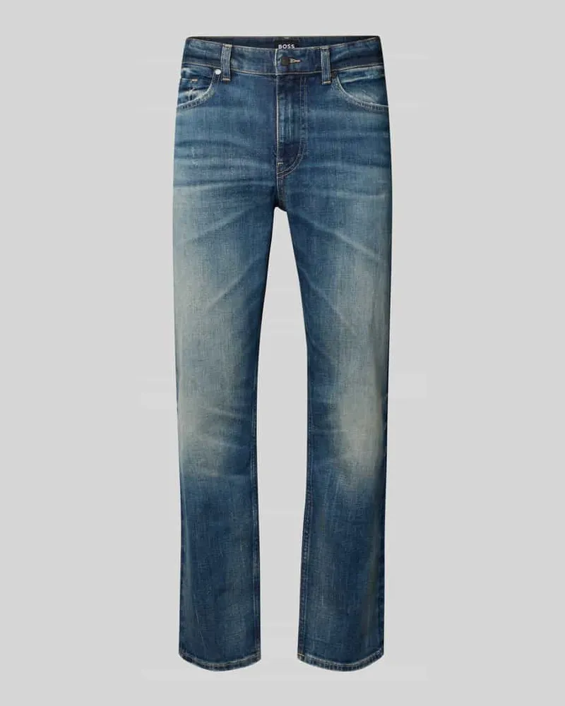 HUGO BOSS Straight Fit Jeans aus Baumwoll-Mix Modell 'OGDEN Jeansblau