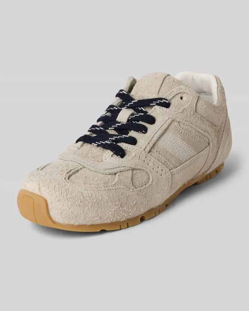 Alohas Sneaker aus echtem Leder mit Kontrastbesatz Hellgrau