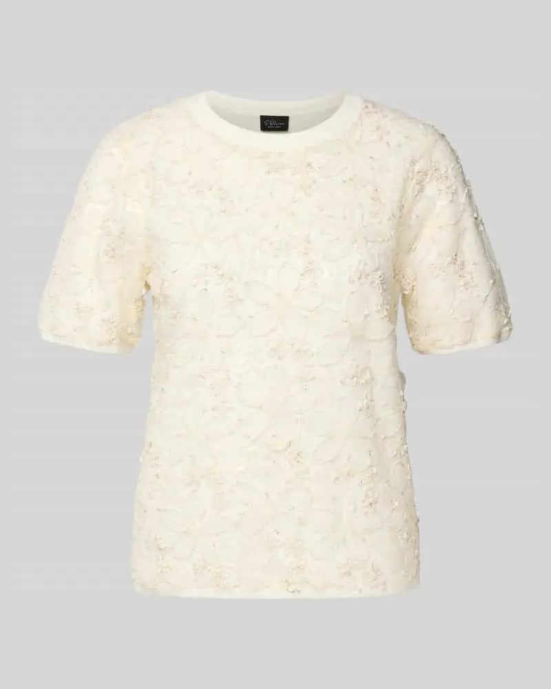 S.Oliver Regular Fit Shirt mit Glitzergarn und Pailletten Weiss