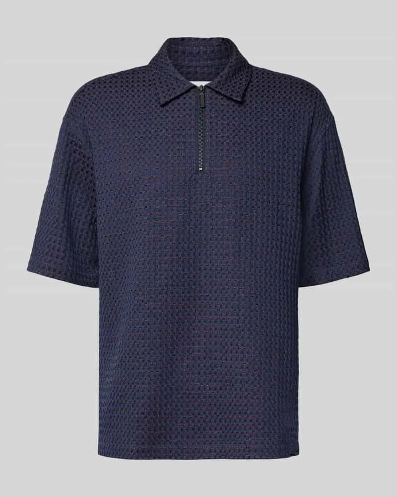 LES DEUX Regular Fit Poloshirt mit Strukturmuster Modell 'Lenny Marine