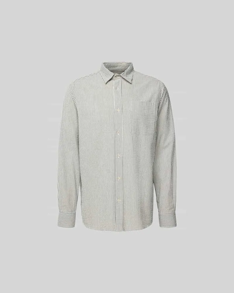 forét Relaxed Fit Freizeithemd mit Brusttasche Hellgrau