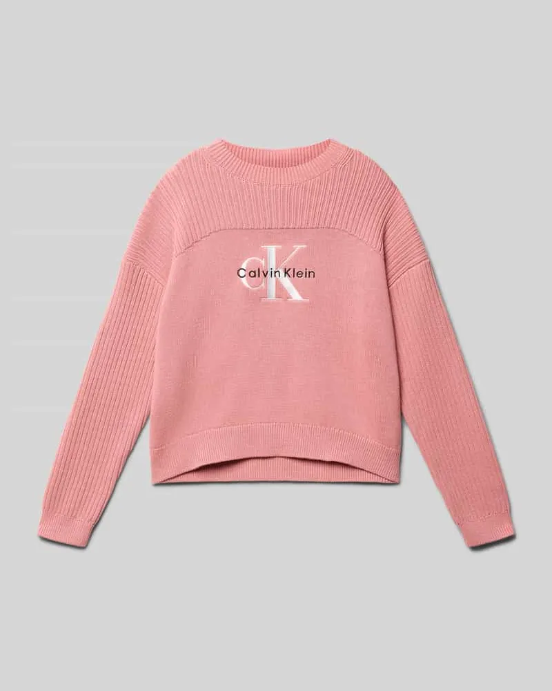 Calvin Klein Strickpullover mit Label-Stitching Pink