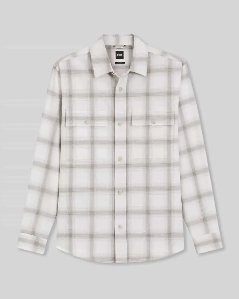 HUGO BOSS Relaxed Fit Hemdjacke aus Woll-Mix Modell 'C-OWEN-K-2PP-263 Offwhite