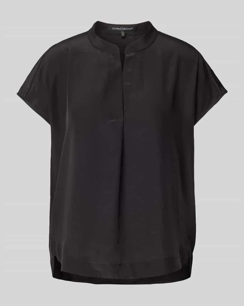 Luisa Cerano Blusenshirt in unifarbenem Design mit V-Ausschnitt Black