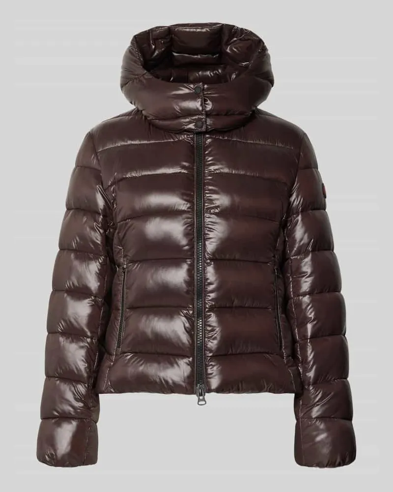 Save The Duck Jacke in Stepp-Optik Modell 'Mary Dunkelbraun