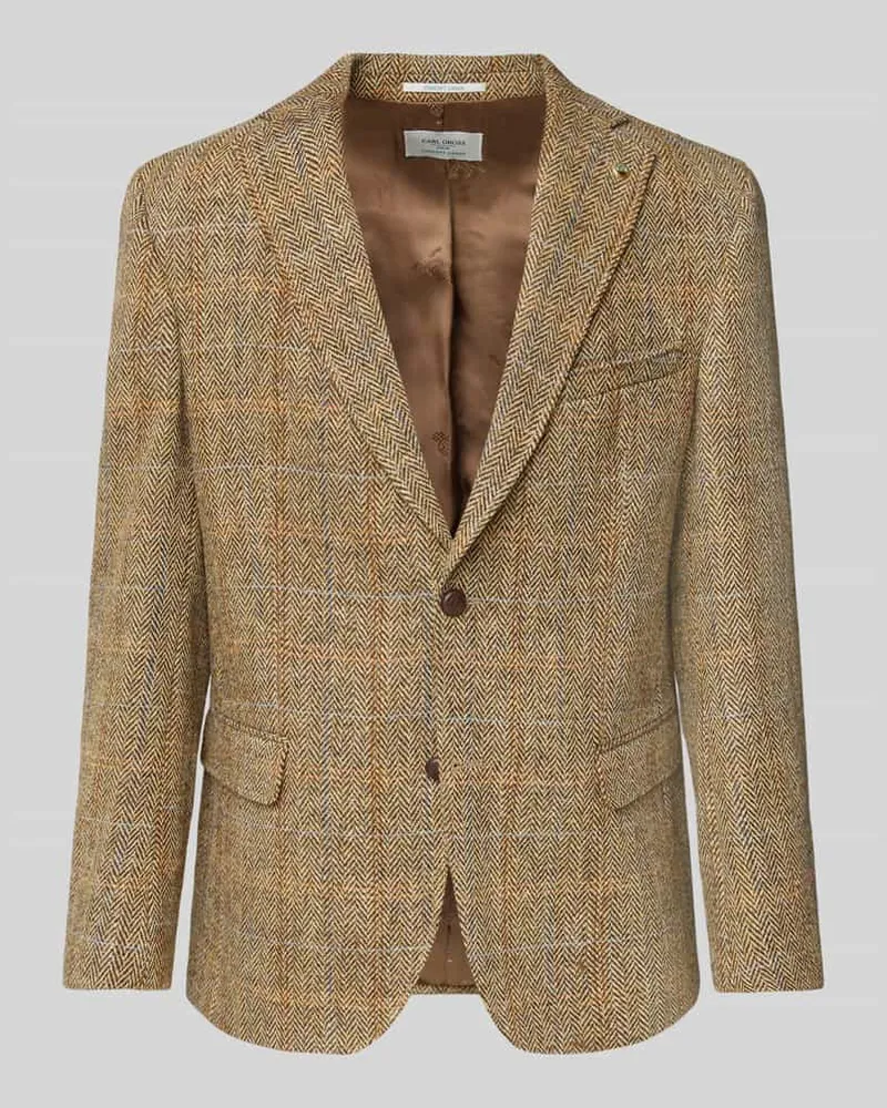 Carl Gross Sakko Harris-Tweed aus Schurwolle Modell 'Theo Hellbraun