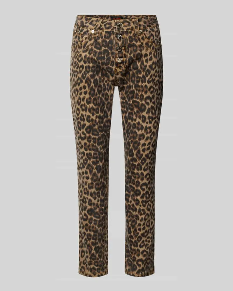 Miss Goodlife Slim Fit Jeans mit Knopfleiste Beige