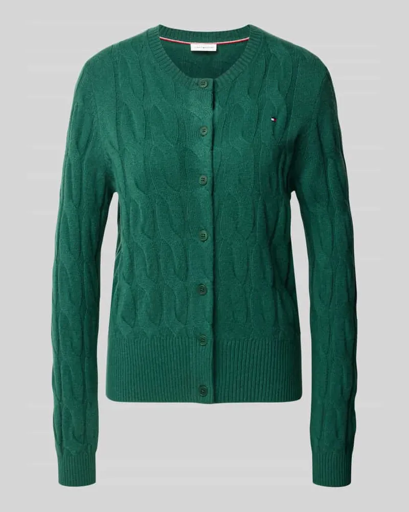Tommy Hilfiger Strickjacke aus Wolle mit Logo-Detail Dunkelgruen