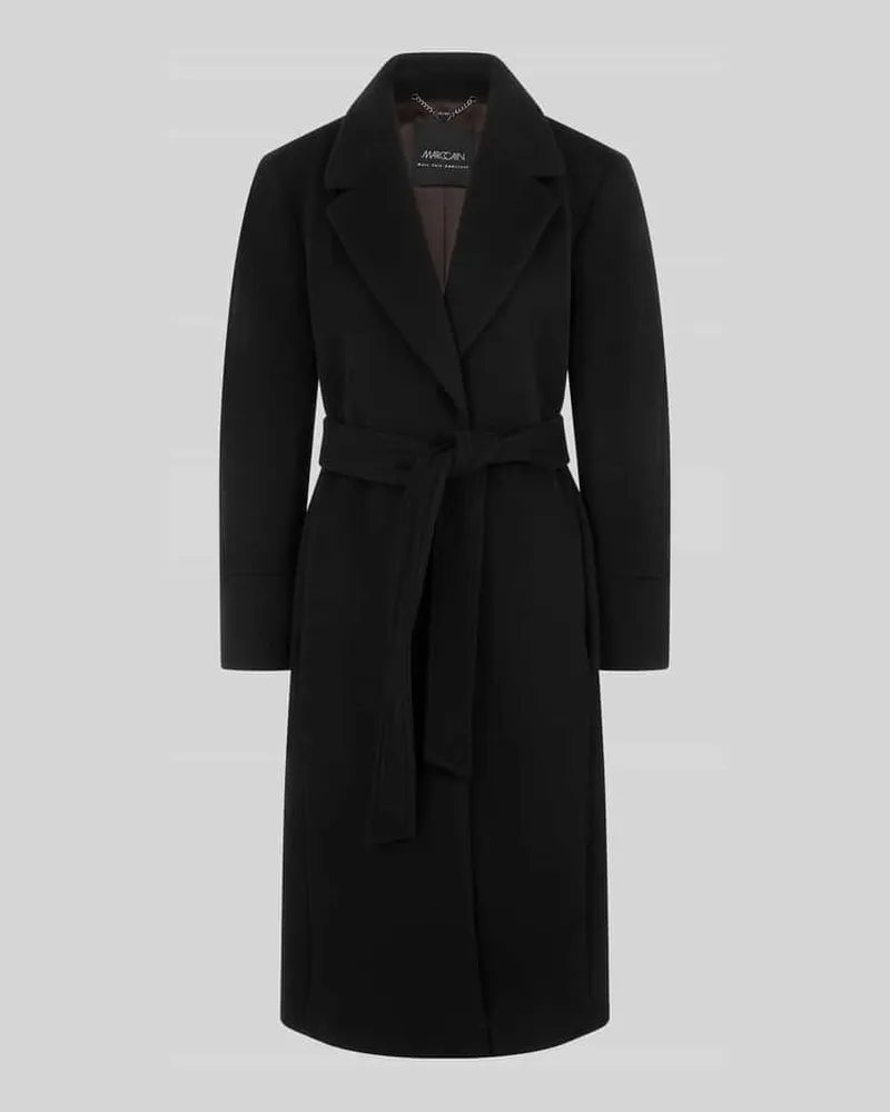 Marc Cain Wollmantel aus Kaschmir mit Bindegürtel Black
