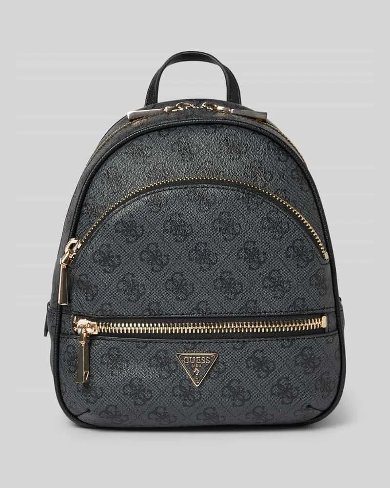 Guess Rucksack mit Allover-Logo-Print Modell 'Manhattan Anthrazit